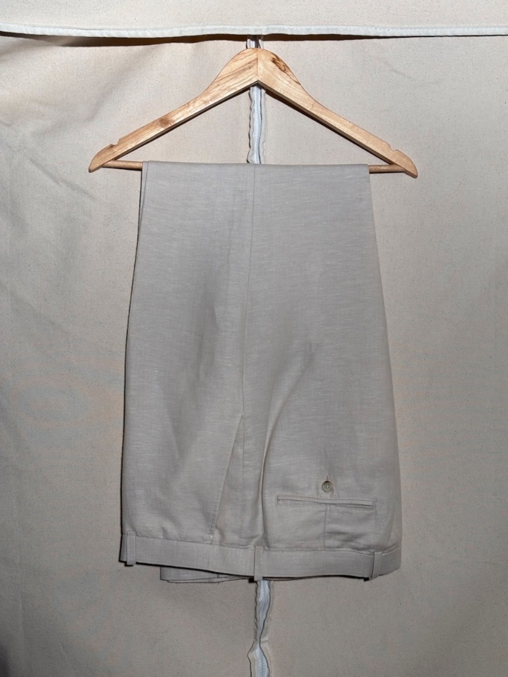 Men's Perry Ellis Linen Slacks 36/34 Full Leg Creme